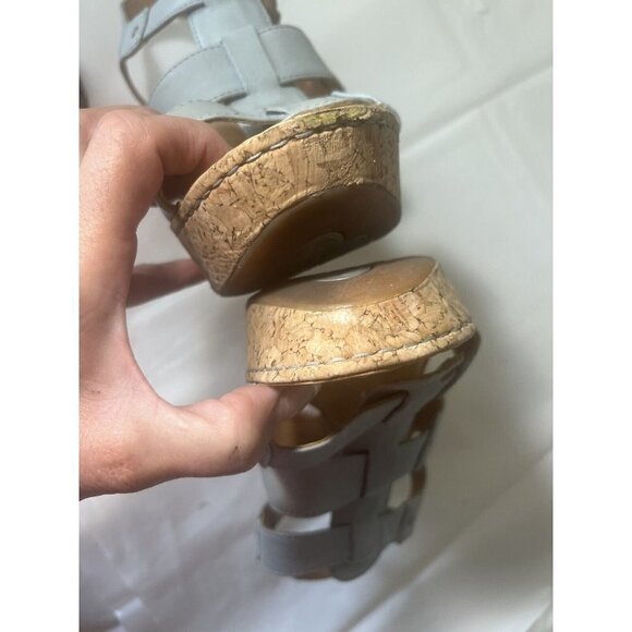 Born Crown Leather Cork Wedge Boho Buckle Sandal blue Women’s Size 11 - Picture 7 of 13